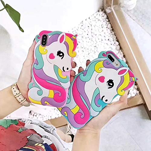 SevenPanda Unicorn Case for iPhone X iPhone XS iPhone 10 5.8 Inch, Soft Rubber Silicone 3D Cute Cartoon Pink Unicorn Horse Animal Pattern Shockproof Durable Bumper Cover - Pink