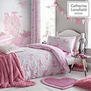 Catherine Lansfield Folk Unicorn Easy Care Double Duvet Set Pink