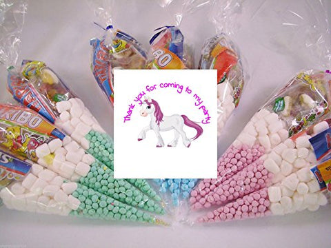 20 x Unicorn Themed Pre Filled Sweet Cones Kids Party Bags Children's Birthday