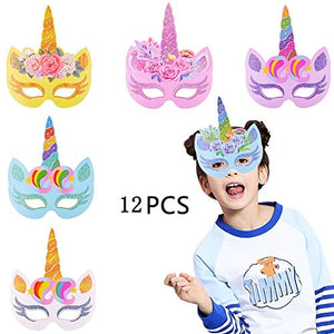 12 PCS Unicorn Paper Masks | Fancy Dress | Party Supplies 