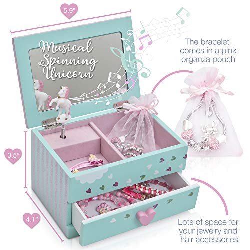 Cute Unicorn Jewellery Box For Girls | Mint Green 