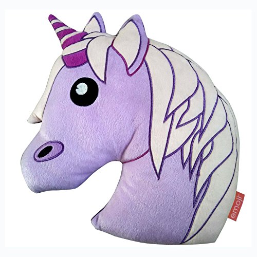 Purple Unicorn Emoji Plush Cushion
