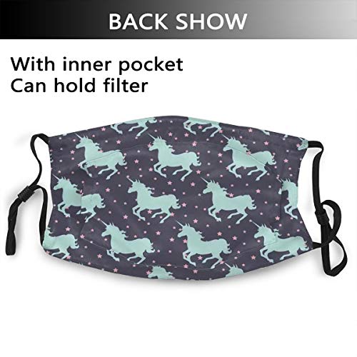 Cute Magic Unicorn With Twinkle Little Spot Stars And Dark Background Art Fashion Face Ma-sk Sun-Proof Fashion Bandana Headwear for Men and Women