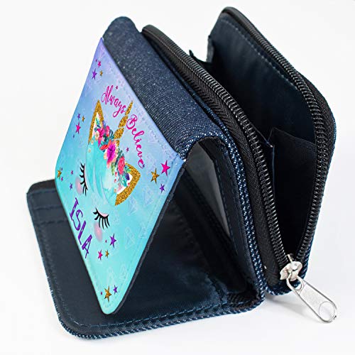 Unicorn Personalised Wallet, Denim Purse 