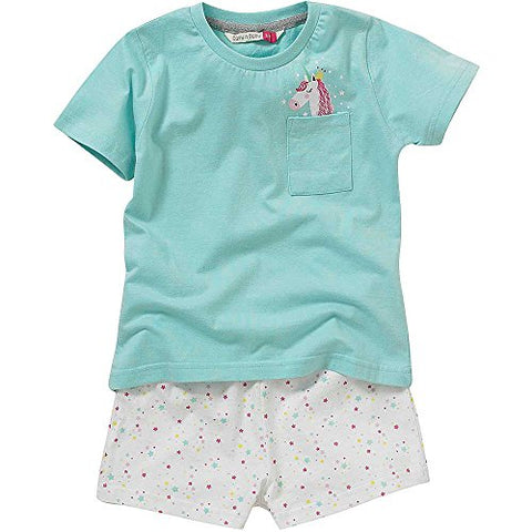 Cozy n Dozy Girls Unicorn Stars Print Shortie Pyjamas - Mint - Age 3/4 Years