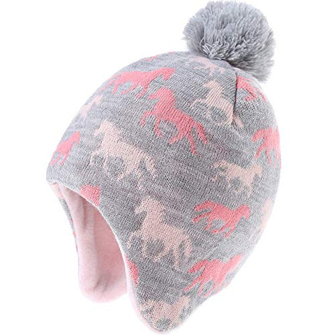 Kids Winter Beanie Unicorn Hat | Pompom For Girls | Pink | 6-8 Years (55cm)