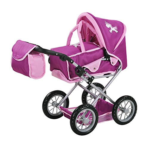 Knorrtoys | Dolls Carriage | Buggy | Ruby-Uma The Unicorn | Purple, Multi Colour