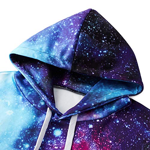 Unicorn Hoodie Sweatshirt for Men with Drawstring Pockets | Blue Galaxy