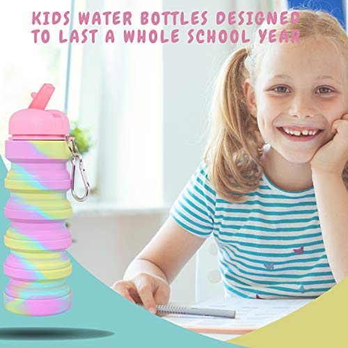Unicorn Style Kids Water Bottle Rainbow – Girls Water Bottle - Collapsible,  500ml