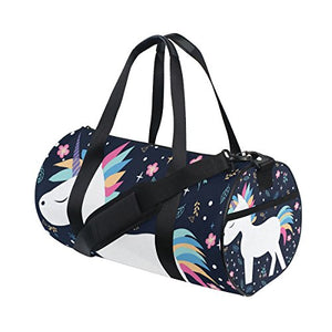 Canvas Barrel Bag Sports Gym Bag | Unicorn Design 