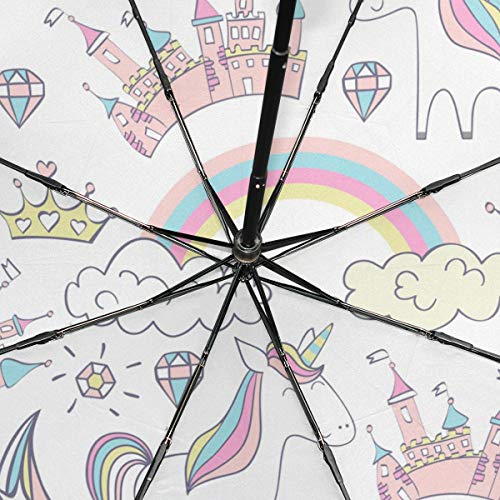 Magical Unicorn Compact Umbrella | Windproof | UV Protection | Travel Umbrella 