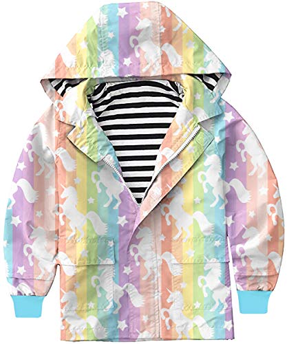 Rainbow Unicorn Girls Rain Jacket | Waterproof | Lightweight | Raincoat