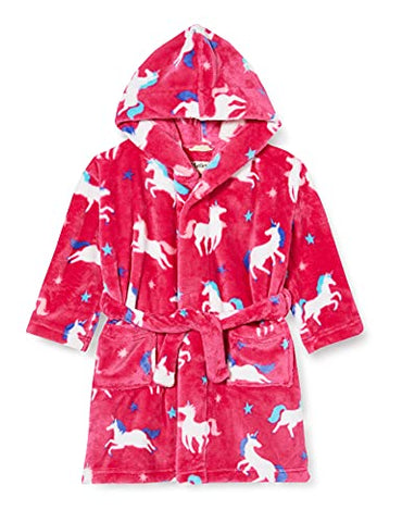 Hatley | Girl's Fuzzy Fleece Dressing Gown Bathrobe | Twinkle Unicorns | Pink