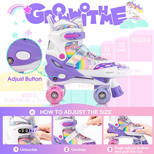 Girls Unicorn Rainbow Roller Skates | Purple