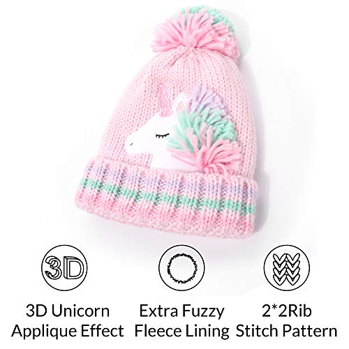 Girls Unicorn Hat Bobble Winter Hat