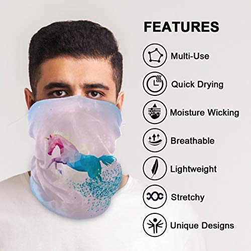 Rainbow Unicorn Windproof UV Protection Face Mask Bandanas Head Scarf Washable