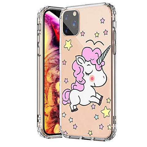 iPhone X Cases Unicorn, iPhone XS Case, SevenPanda Unicorn Transparent TPU Silicone Gel Soft Bumper Protective Cover for iPhone 10 5.8" Cute Cartoon Animal with Stars Pattern - Pink Unicorn