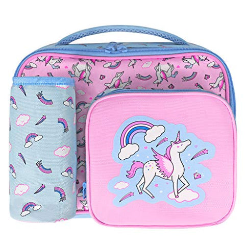 Unicorn Lunch Bag For Girls With Bottle Holder | Thermal Insulated Cooler Bag