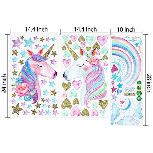 Pretty Unicorn Wall Decal Stickers | Large Size Unicorn Rainbow Wall Decor