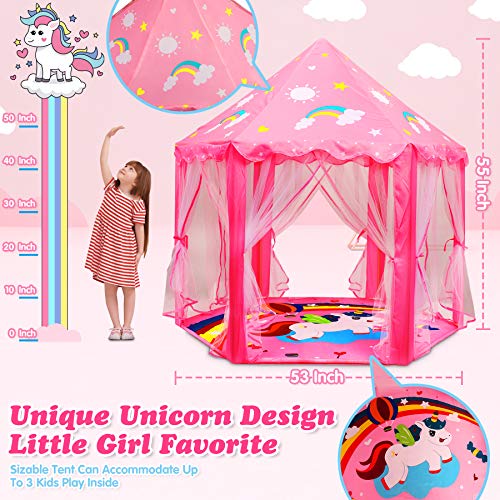 Unicorn Design Kids Princess Play Tent | Pink