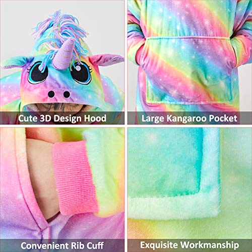 Soft Multicoloured Unicorn Hooded Top Blanket 