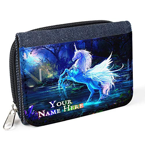 Personalised Unicorn Women's Ladies Purse Denim Coin Wallet 