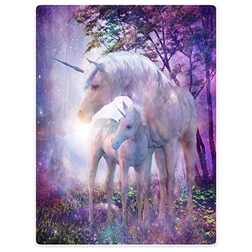 Magical Fantasy Unicorn Blanket | 150 x 200 cm | Purple