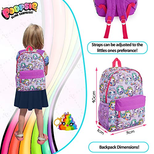 Poopsie Unicorn School Bags for Girls, Girls Backpack with Unicorn Rainbow Design, Travel Bag & School Bag for Kids, Official Poopsie Rucksack, Unicorn Gifts for Girls Teen
