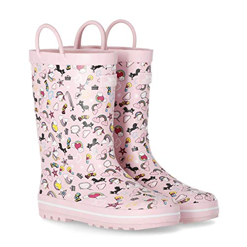Pastel Pink Unicorn Wellington Boots For Girls 