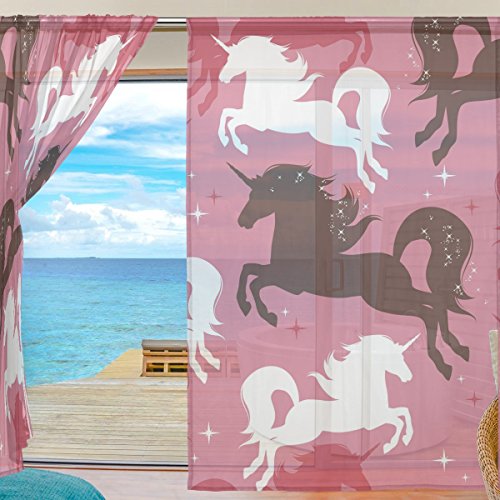 Pink Curtains Unicorn Sheer Voile Material