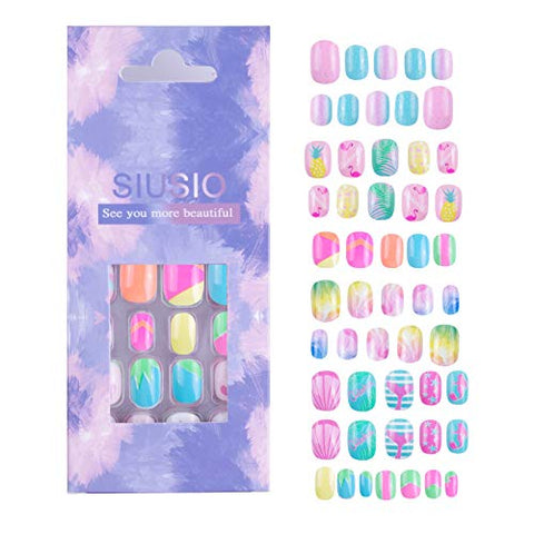 Unicorn Stick On Nail For Children Nails For Kids Girls - Colorful Rainbow Series
