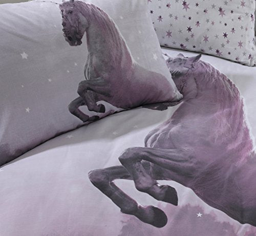 Magical Unicorn Single Duvet Cover White & Purple 