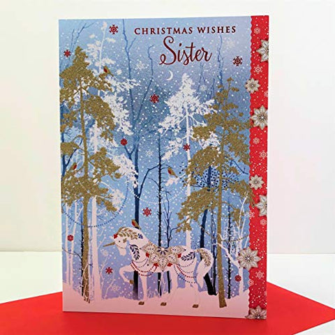 Sister Christmas Card | Unicorn Forest | Xmas Card For Her