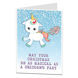 Funny Farting Unicorn Theme Christmas Card