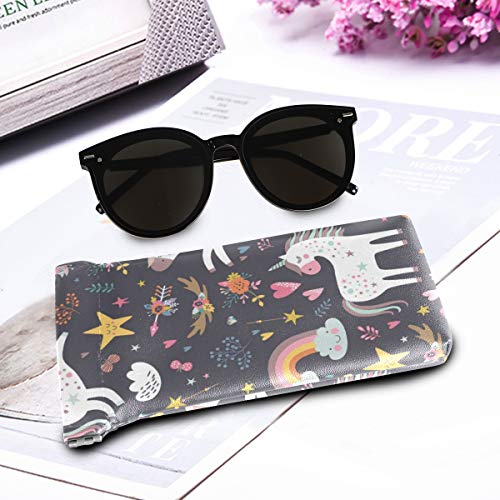 Unicorn multicolured design black glasses case