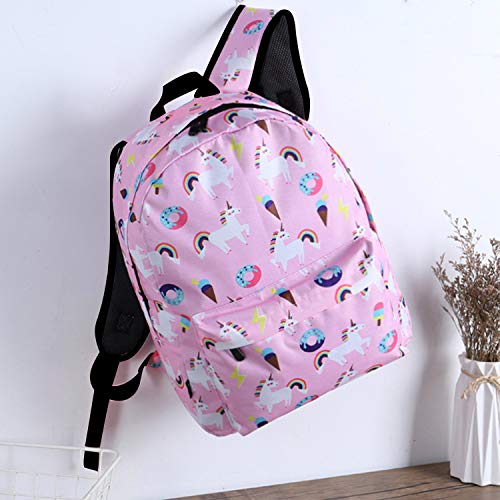 Unicorn donuts rainbows school backpack pink