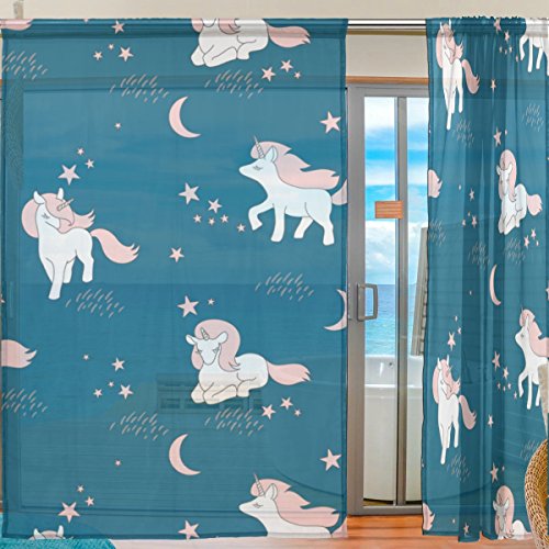 Unicorn Teal Curtains Sheer Voiles