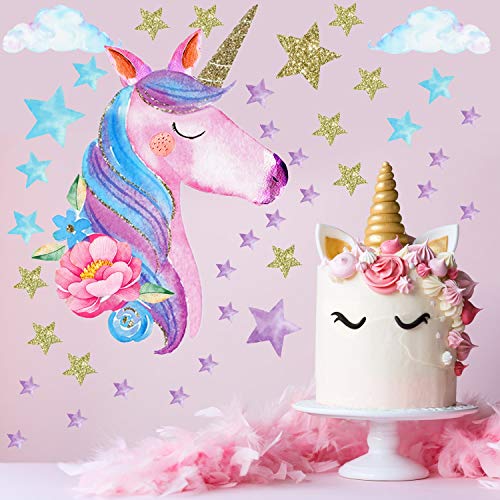 Pretty Unicorn Wall Decal Stickers | Large Size Unicorn Rainbow Wall Decor