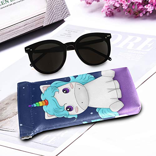 Blue haired unicorn multicolured horn sunglasses case