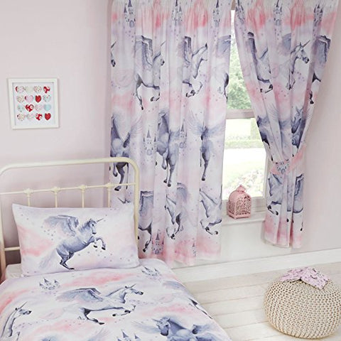 Unicorn themed lined curtains