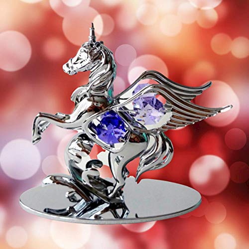 Pretty Unicorn Figurine Ornament With Swarovski Crystals 