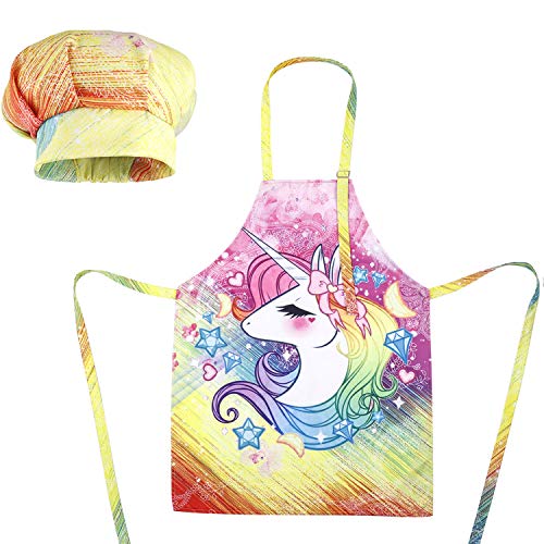 Rainbow Unicorn Apron & Chef Hat For Kids | Baking | Painting | Cooking 