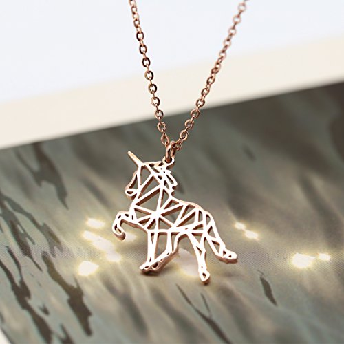 Rose Gold Plated Unicorn Necklace - Womens