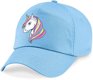 Girl's Unicorn Cap Baseball Cap Kids Rainbow - Sky Blue