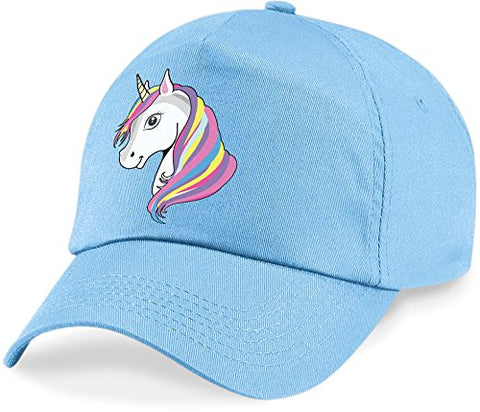 Girl's Unicorn Cap Baseball Cap Kids Rainbow - Sky Blue