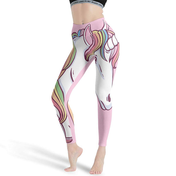 Pink Unicorn Women's Workout Leggings For Yoga