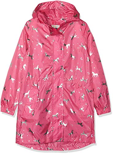 Joules Girl's Golightly Rain Jacket |  Pink & Silver | Unicorn | 3- 12 Years 