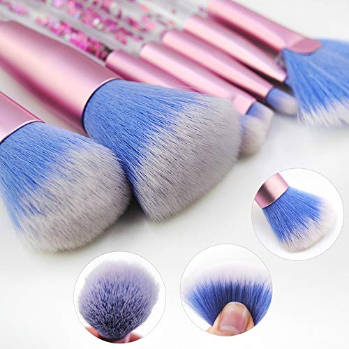 Glitter Confetti Unicorn Makeup Brush Set | With Case | Beautiful Pink Purple Cosmetic Brushes