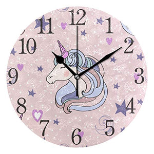 Unicorn Wall Clock For Girls Bedroom | Pink 