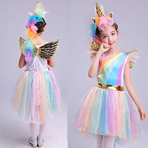 Girls Unicorn Fancy Dress Tutu Skirt With Wings 